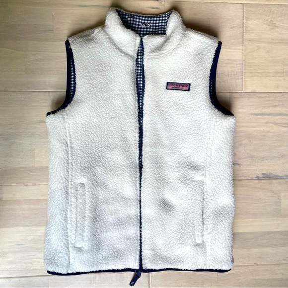 VINEYARD VINES KIDS REVERSIBLE VEST Medium 10/12 Navy White - Picture 5 of 10